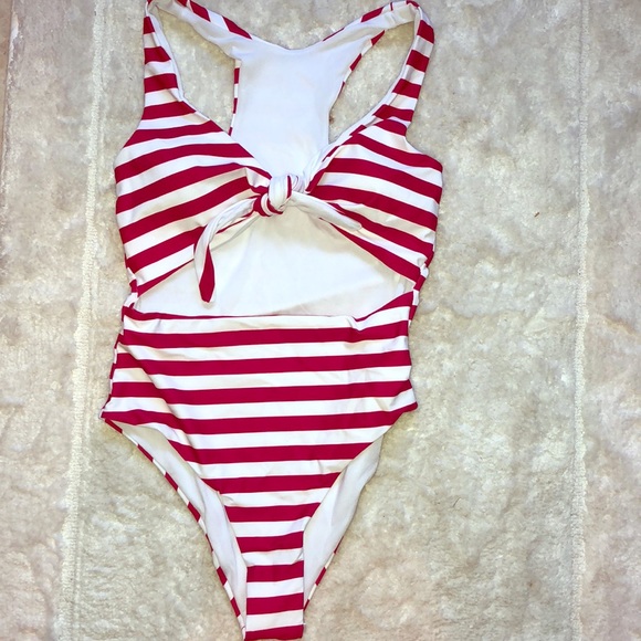 NWT  red white striped one piece - Picture 1 of 2